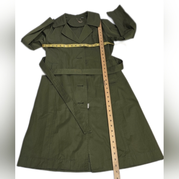 Blue Sky Waxed Cotton Forest Green Coat. Button Down, Belted, Small, - Picture 7 of 14